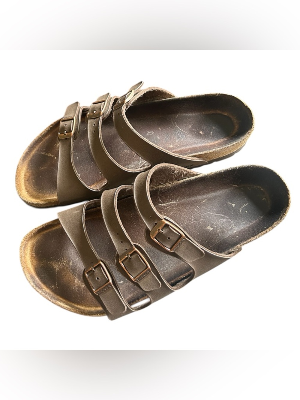 Birkenstock Triple-Strap Slide Sandals in Dark Brown